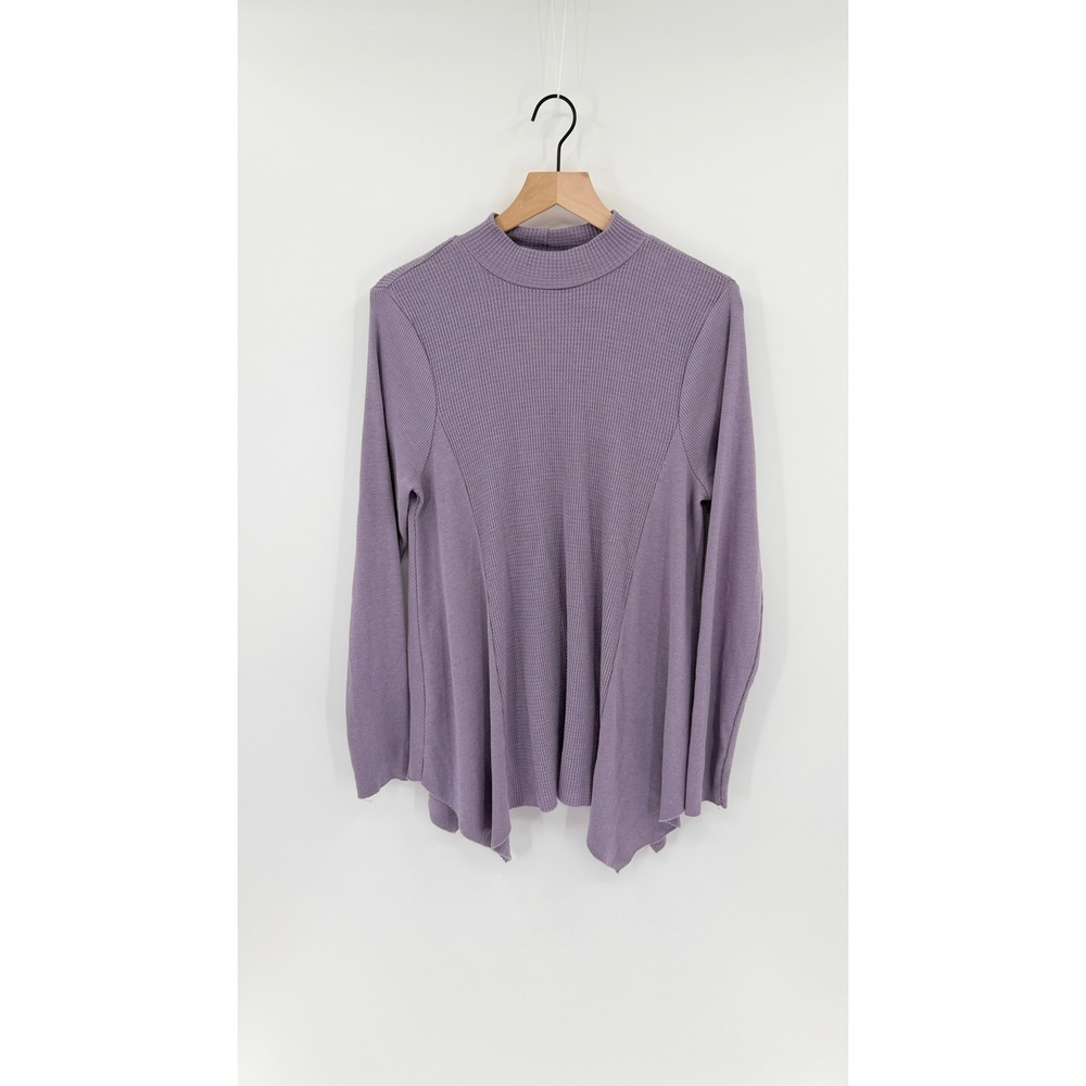 Anthropologie t.la Sloane Waffle Knit Mock Neck Boho Top M Handkerchief Hem